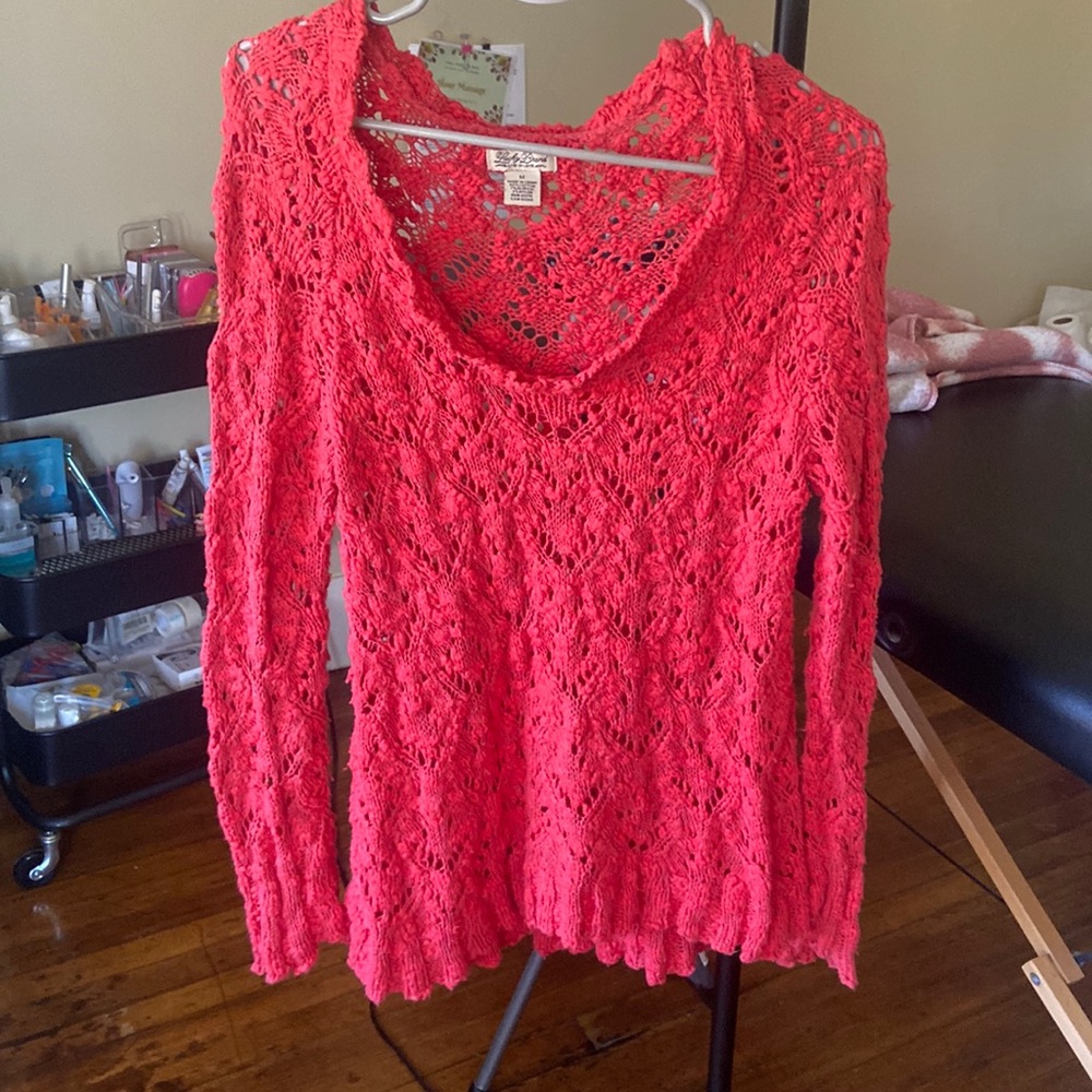 Coral crochet sweater